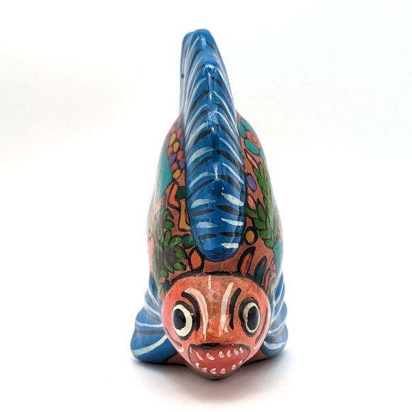 Mexican Isidoro Talavera Fish Folk Art Hand Painted Multicolored Mythology Scene - Picture 5 of 12